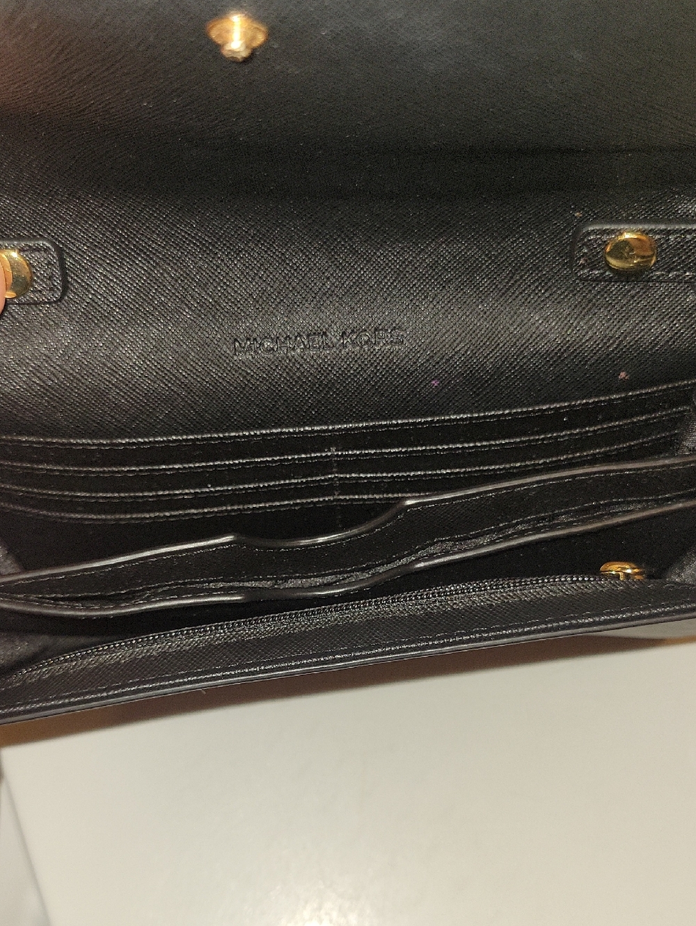 Michael Kors Black Crossbody Wallet with Gold Chain Accent - Picture 4 of 6